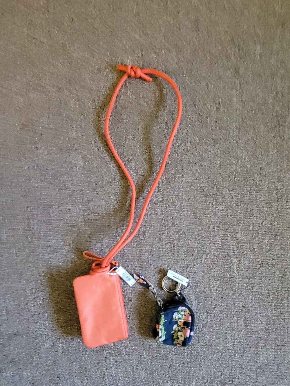 NWT  Bundle Vera Bradley Lanyard Orange Pouch & Floral mini Backpack Keychain